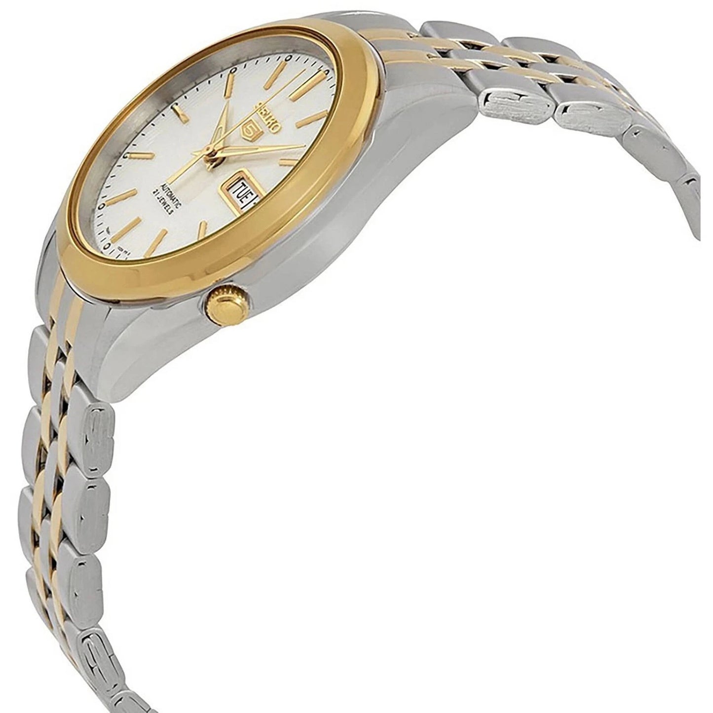 SEIKO 5 SNKK94K1 AUTOMATIC TWO-TONE WHITE DIAL MEN'S WATCH
