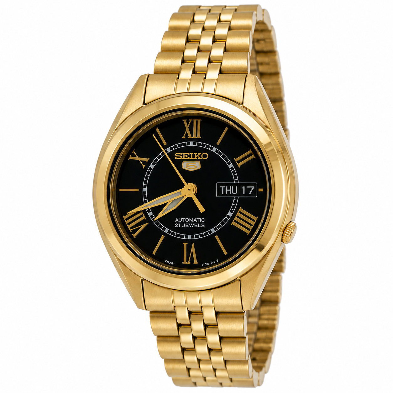 SEIKO 5 SNKL40K1 SNKL40 AUTOMATIC BLACK DIAL GOLD WATCH