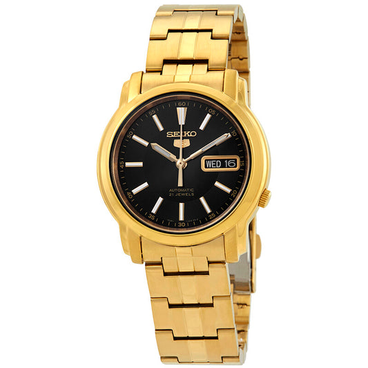 SEIKO 5 SNKL88K1 SNKL88 AUTOMATIC BLACK DIAL GOLD WATCH