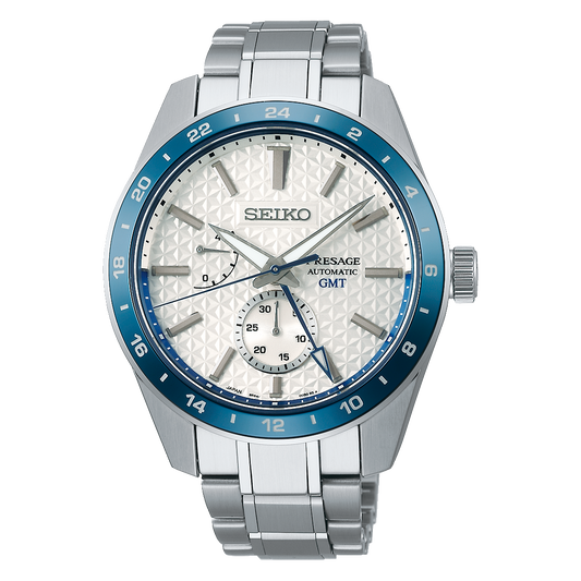 SEIKO PRESAGE SPB223J1 SHARP EDGED GMT WHITE ASANOHA DIAL MEN'S WATCH