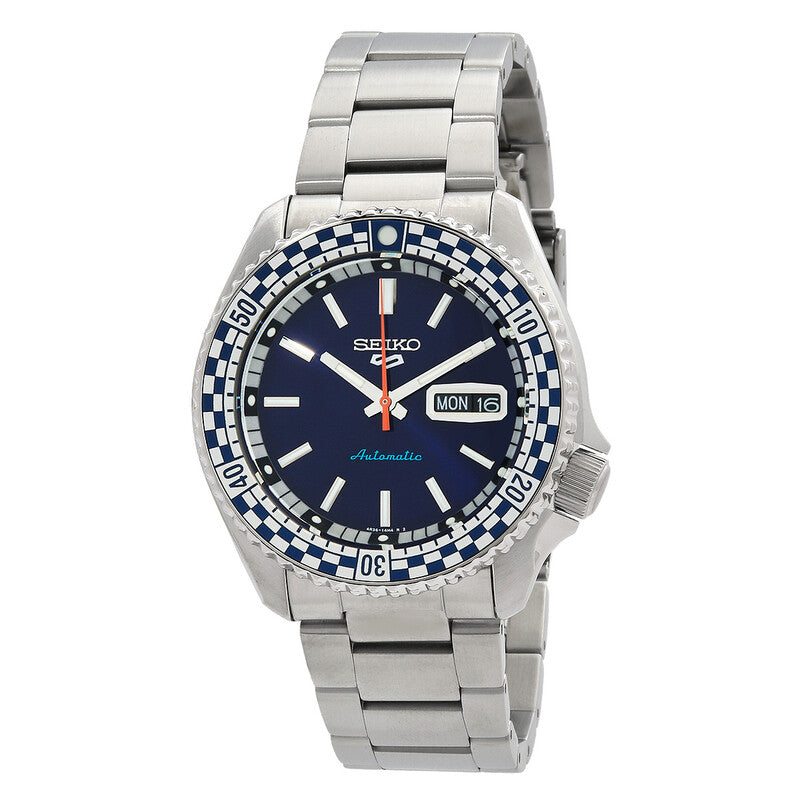 SEIKO 5 SRPK65K1 SRPK65 5KX "CHECKER FLAG" BLUE DIAL MEN'S WATCH