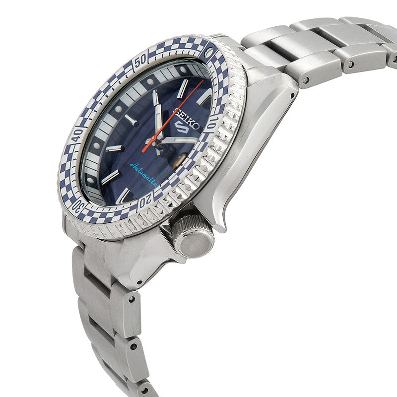 SEIKO 5 SRPK65K1 SRPK65 5KX "CHECKER FLAG" BLUE DIAL MEN'S WATCH