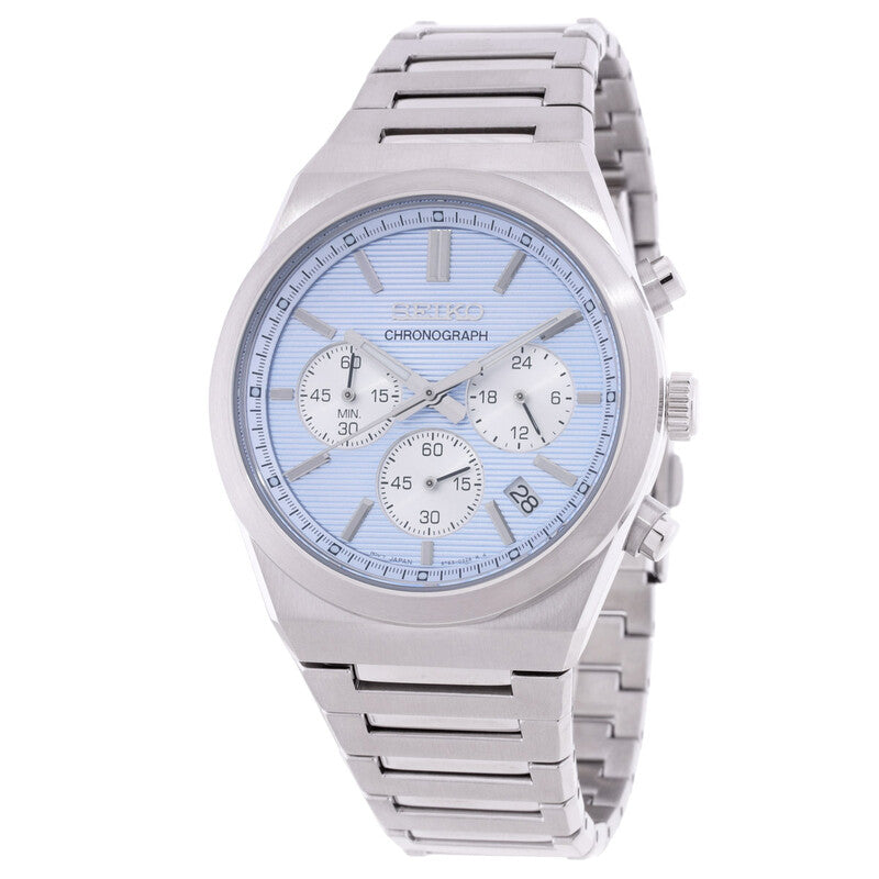 SEIKO SSB459P1 SSB459 QUARTZ CHRONOGRAPH ICE BLUE DIAL MEN'S WATCH