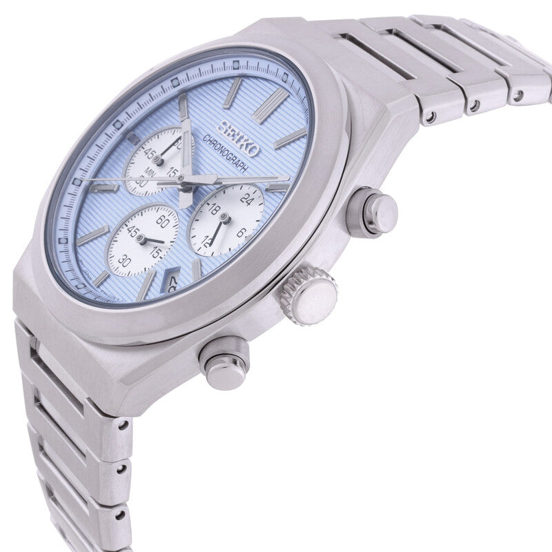 SEIKO SSB459P1 SSB459 QUARTZ CHRONOGRAPH ICE BLUE DIAL MEN'S WATCH