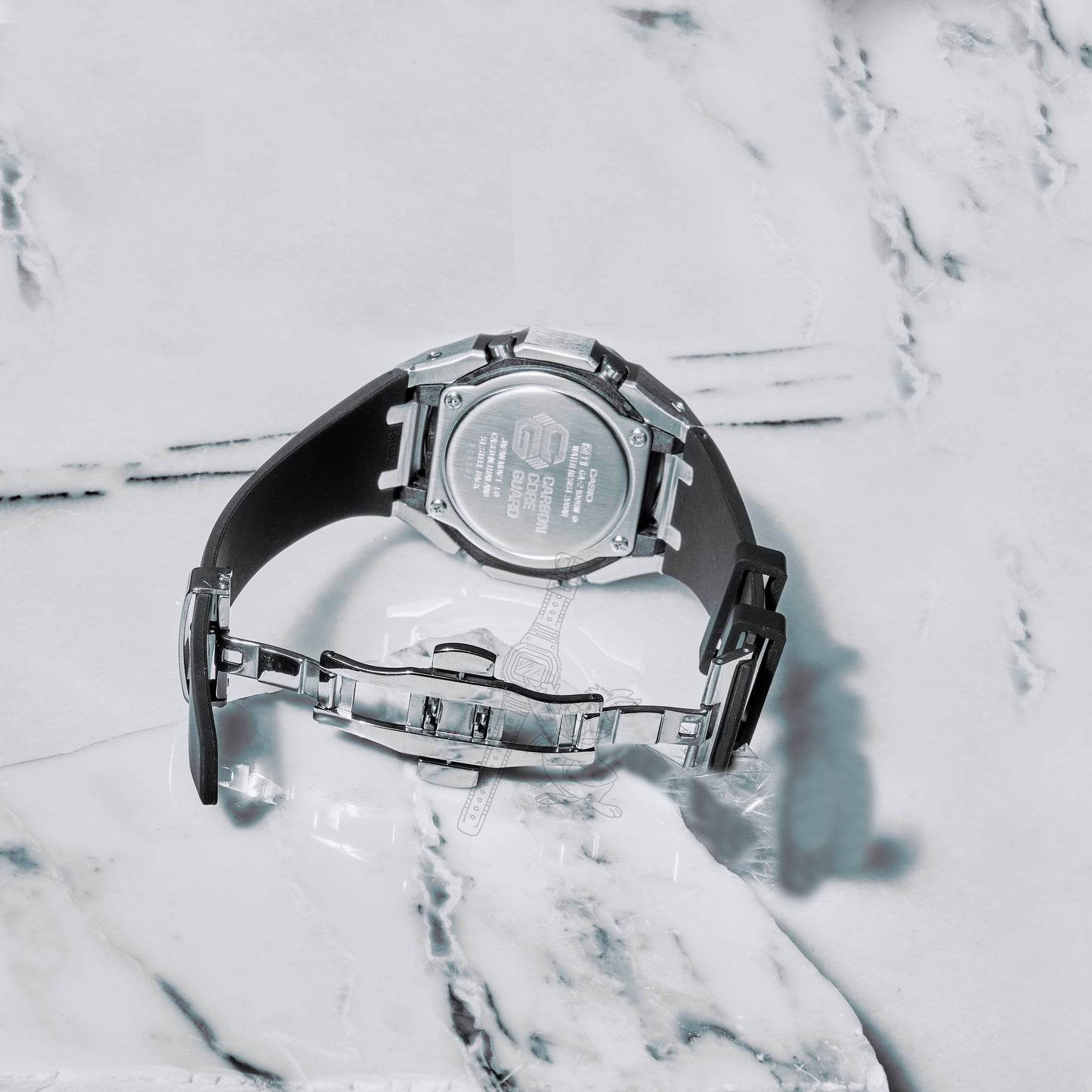 Casio GA-2100 G-Shock Watch –  Metal Case & Rubber Strap Mod – Brick Multicolor Dial