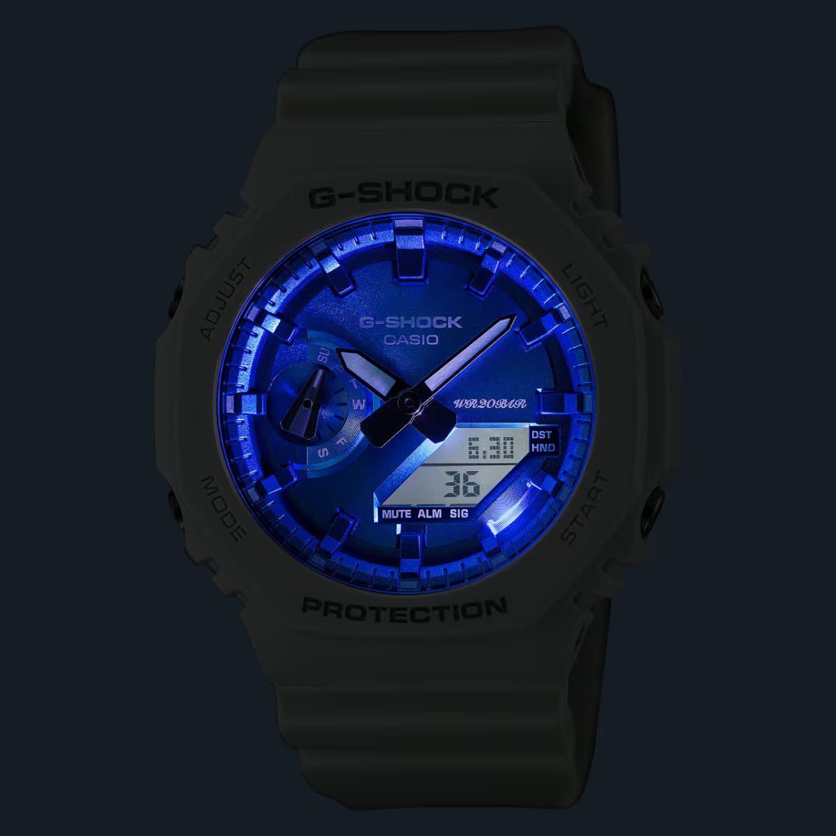 CASIO G-SHOCK GA-2100WS-7A "CASIOAK" BLUE/WHITE A/D WATCH GA2100