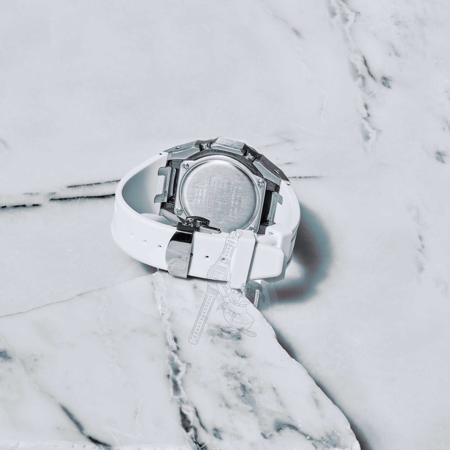 Casio GA-2100 G-Shock Watch –  Metal Case & Rubber Strap Mod – White Dial