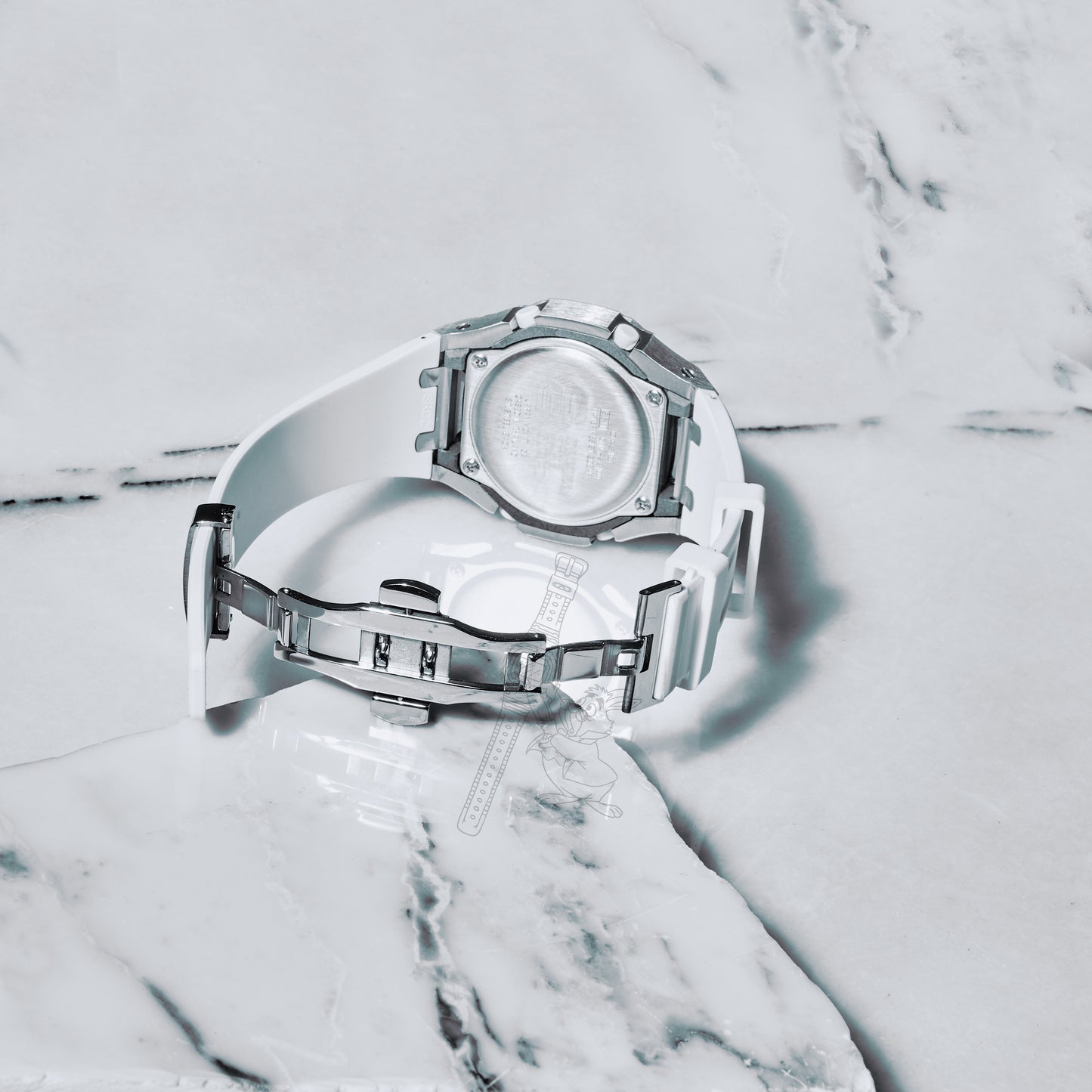 Casio GMA-S2100 G-Shock Watch –  Metal Case & Rubber Strap Mod – Mid-Size White Dial