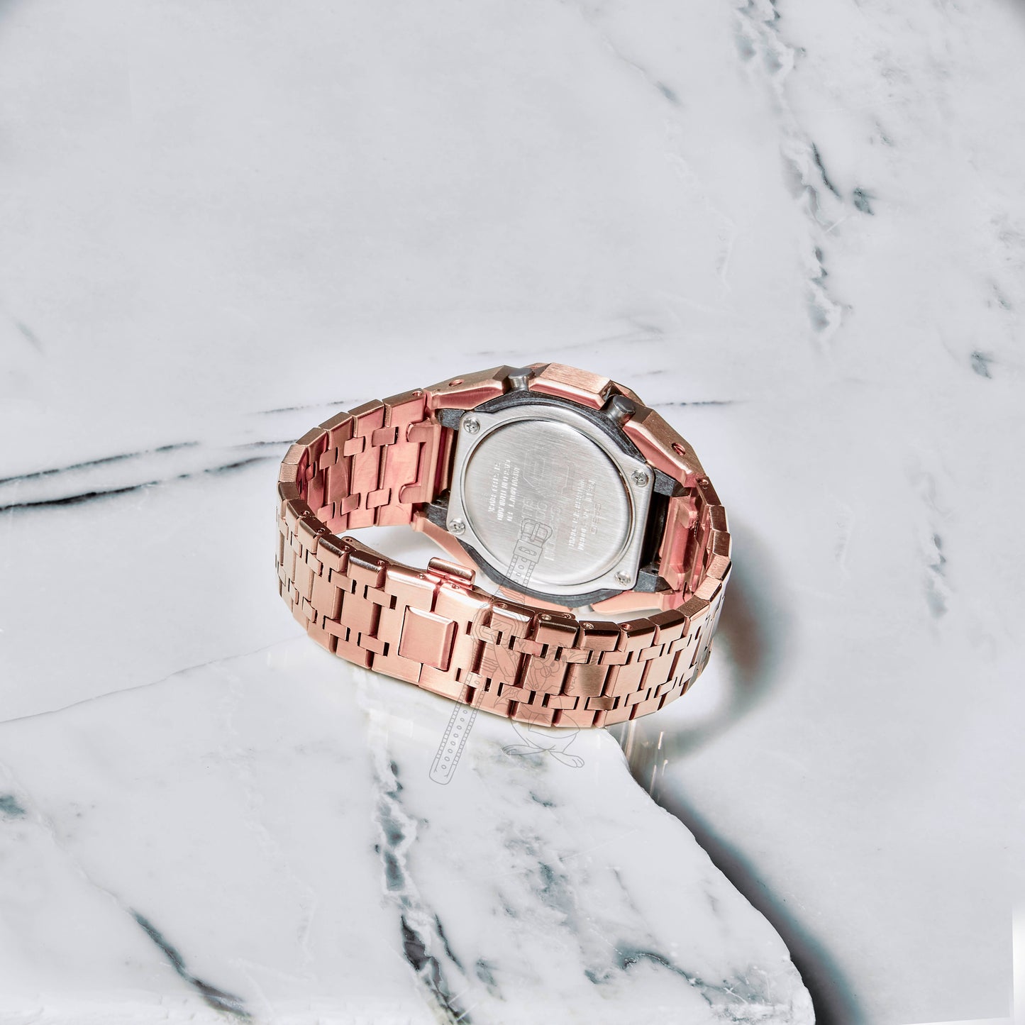 Casio GA-2100 G-Shock Watch – Full Rose Gold Metal Case & Bracelet Mod – Rose Gold Dial