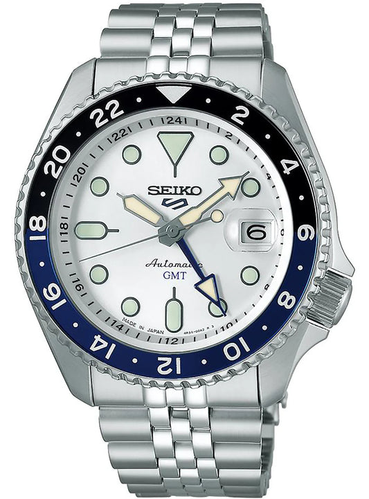 SEIKO 5 SPORTS SBSC017 JDM "5KX" GMT WHITE DIAL MENS WATCH