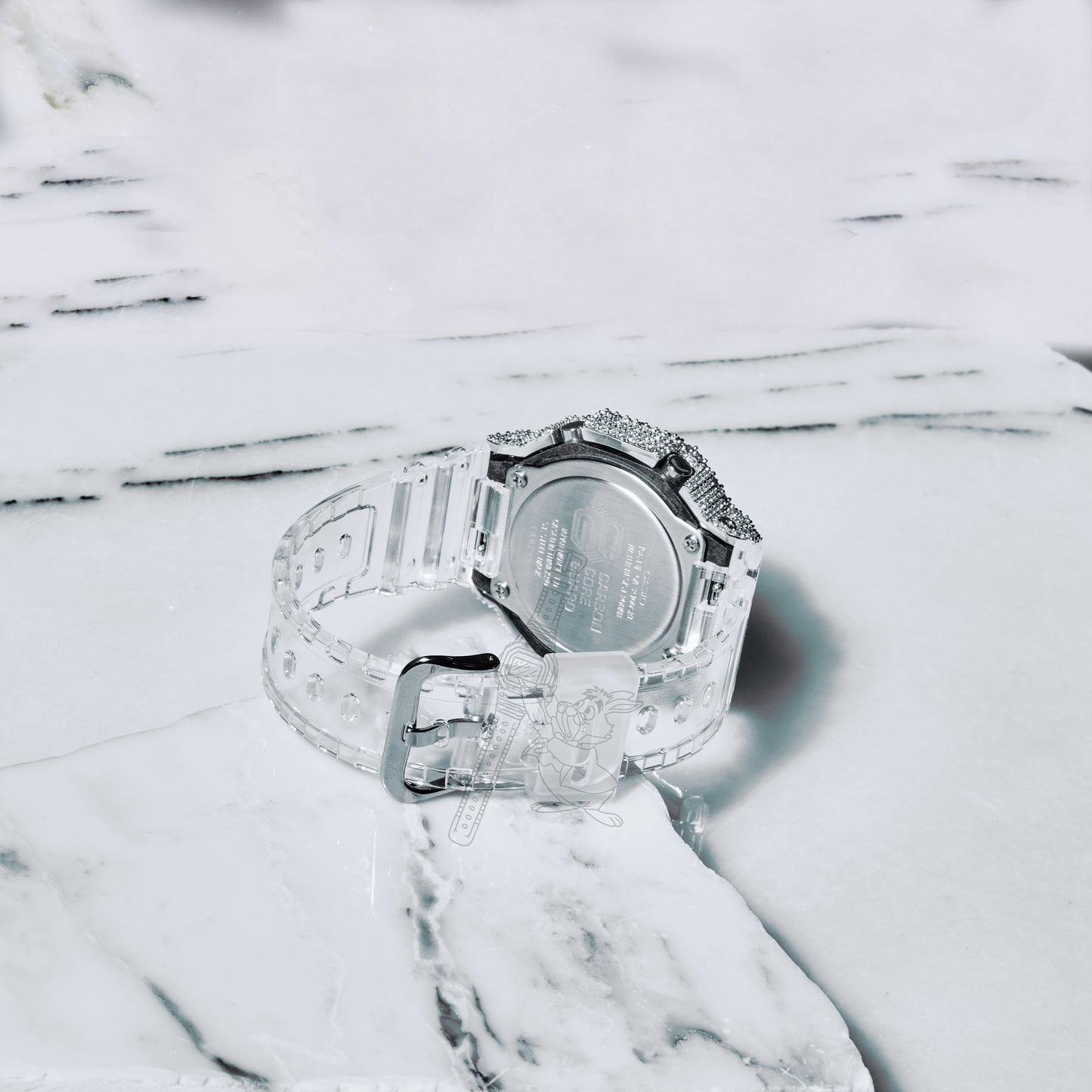 Casio G-Shock GA2100 Clear Skeleton ICED OUT VVS Moissanite Bezel Mod + OG Bezel